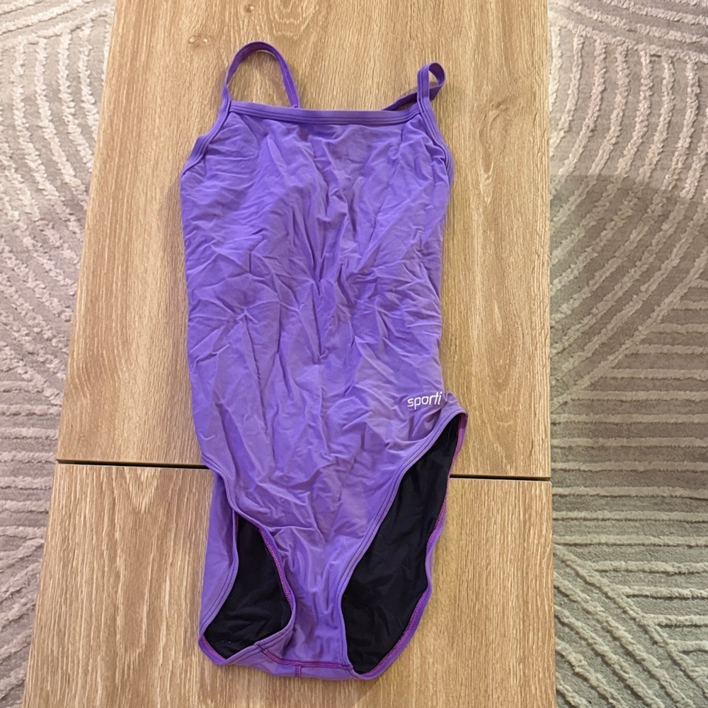 Sporti Women's Purple One-Piece Swim Suit - Slim Strap Athletic Design